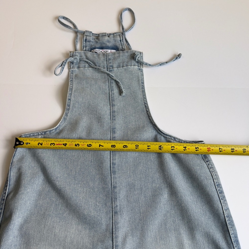 Vanilla Star Light Denim Wide Leg Jumpsuit Small 90s Y2K Streetwear Bib Overalls - Picture 6 of 16